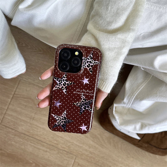Double-layer Half-pack Polka Dot Phone Case XINGX Leopard Print Protective Cover