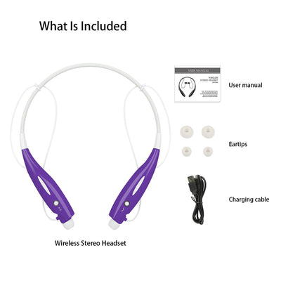 Wireless Stereo Headsets Sport Neckband Headphones In-ear Magnetic IPX4 Waterproof Earbuds With Built-in Mic Call Vibrate Alert Number Broadcast Running Gym