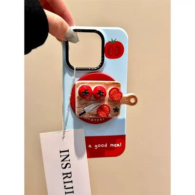 Cute Tomato Cutting Board Magnetic Bracket Phone Case