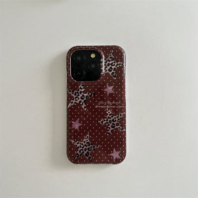 Double-layer Half-pack Polka Dot Phone Case XINGX Leopard Print Protective Cover