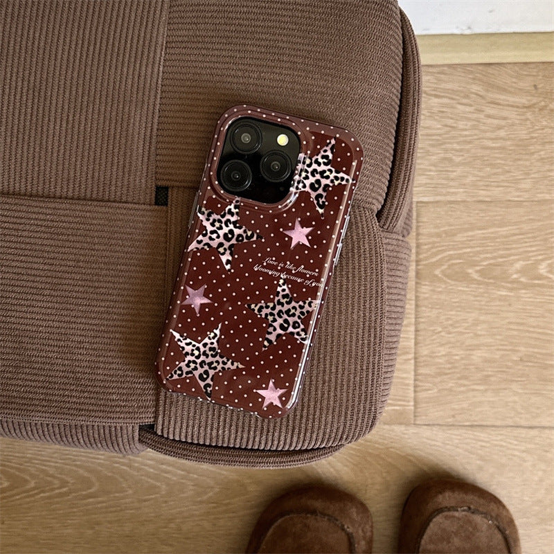 Double-layer Half-pack Polka Dot Phone Case XINGX Leopard Print Protective Cover