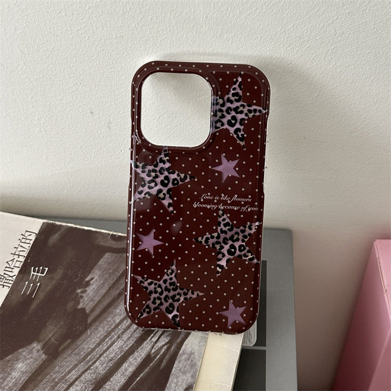 Double-layer Half-pack Polka Dot Phone Case XINGX Leopard Print Protective Cover