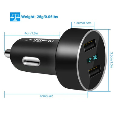 Dual USB Car Charger Adapter Aluminum Alloy Fast Car Charging