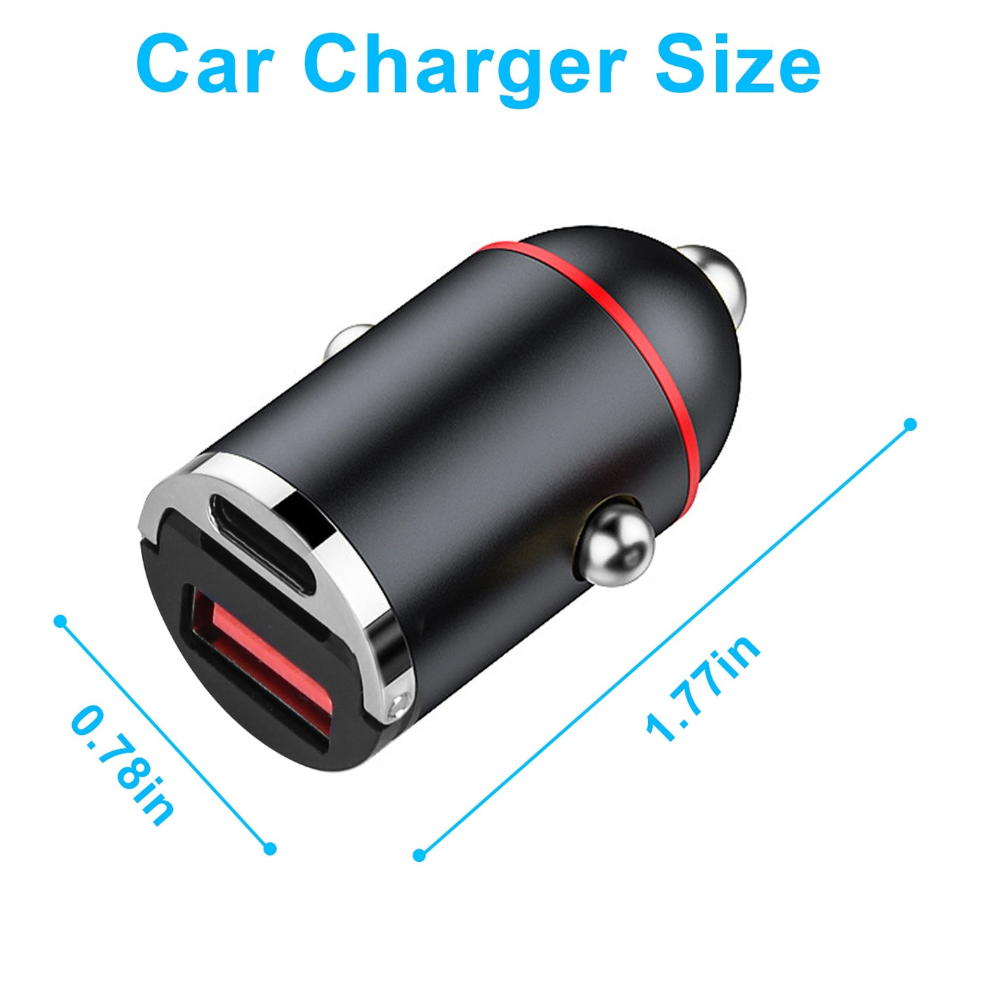 2Pcs 1,00W USB TypeC Car Charger QC4.0 PD3.0 USB Fast Charging Adapter Dual Port Car Cigarette Lighter Compatible With Phone Pad