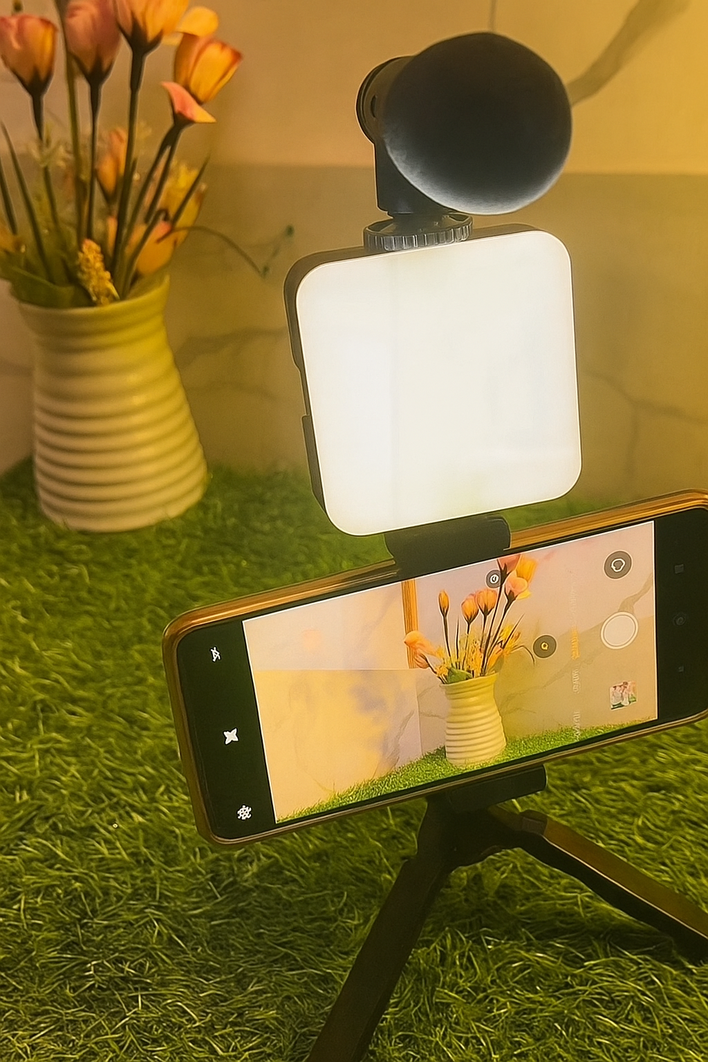 Kit Vidéo Complet avec Trépied, Lumière LED & Microphone