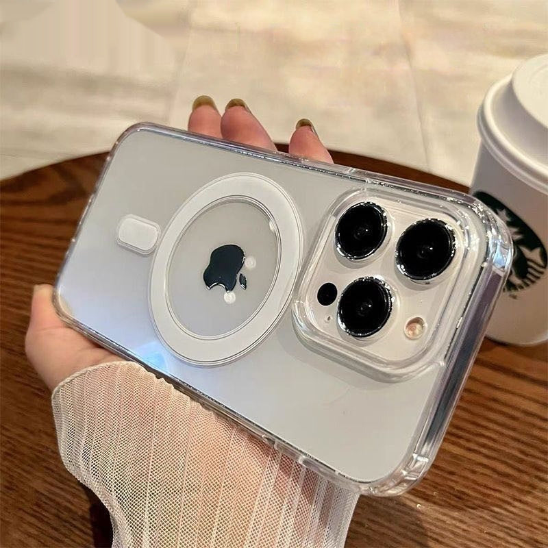 Magnetic Phone Case Protective Cover Transparent Drop-proof Soft Edges